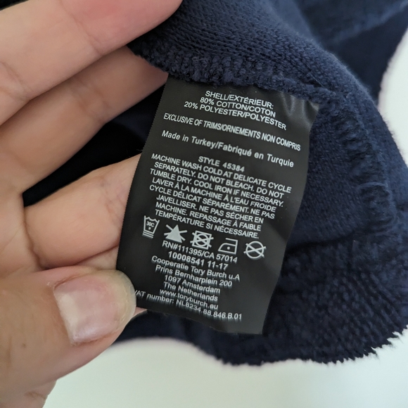 Tory Burch Josie Terry Beach Hoodie Navy Size Medium - Picture 5 of 5